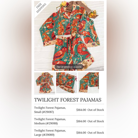 Powder Anthropologie Inspired Twilight Forest Pajama Set size SMALL - Picture 10 of 10